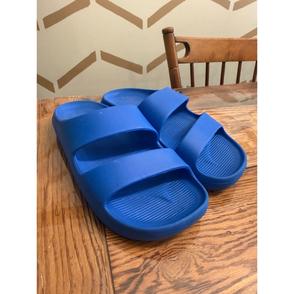 Bombas Friday Slides Mens Size 10 Blue Double Strap Foam Sandals